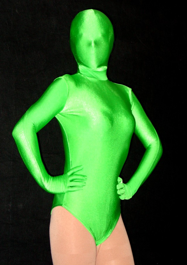 Green Half Lycra Spandex Bodysuit